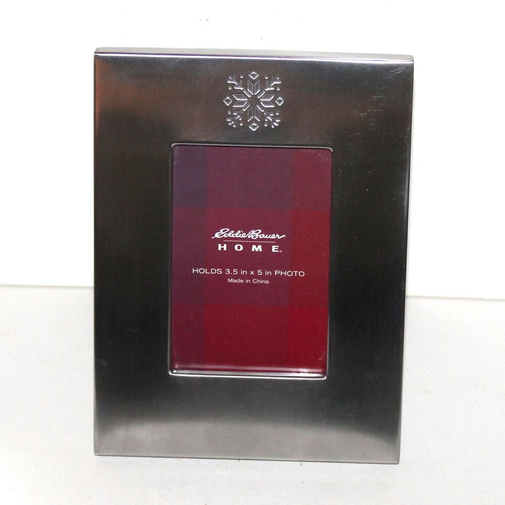 Eddie Bauer Home Photo Frame metal snowflake silver NEW